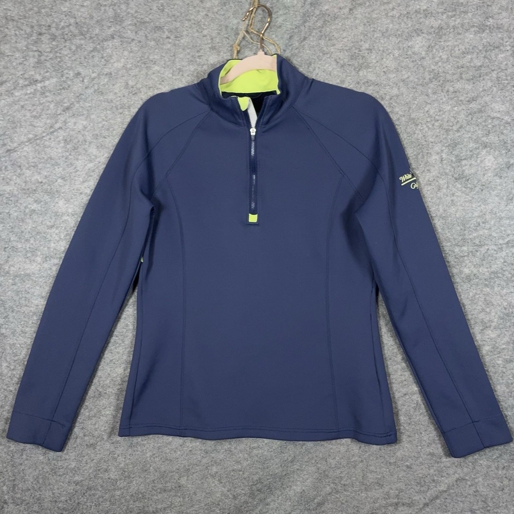 Zero Restriction Pullover Womens Sz M Blue 1/4 Zip Stretch Pockets LOGO